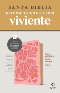 Portada de Biblia NTV Letra Grande TS Rosada Flores - ISBN 9798400501166